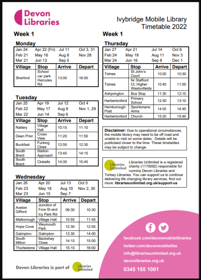 Latest Mobile Library Times